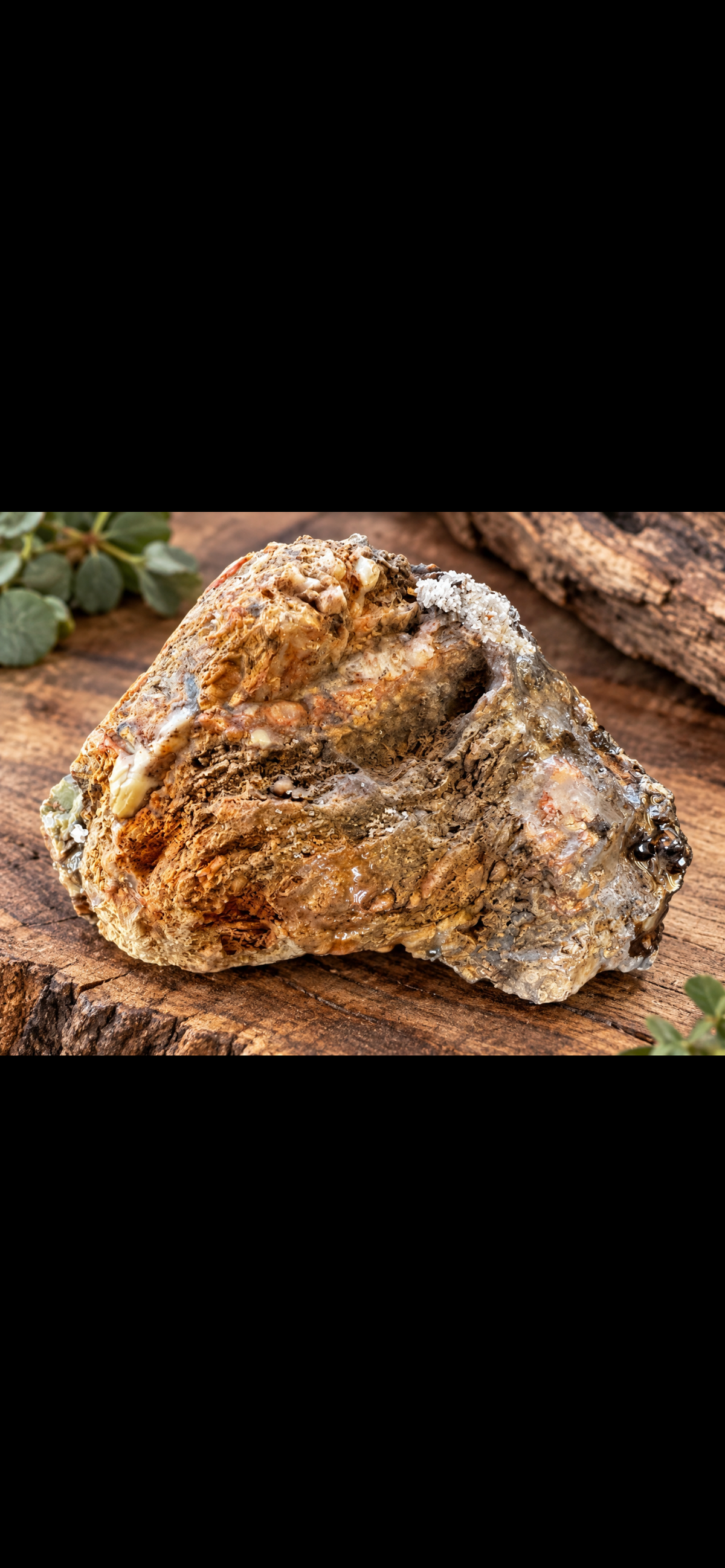 Polished Natural Stone Display Piece – Earthy Mosaic Pattern