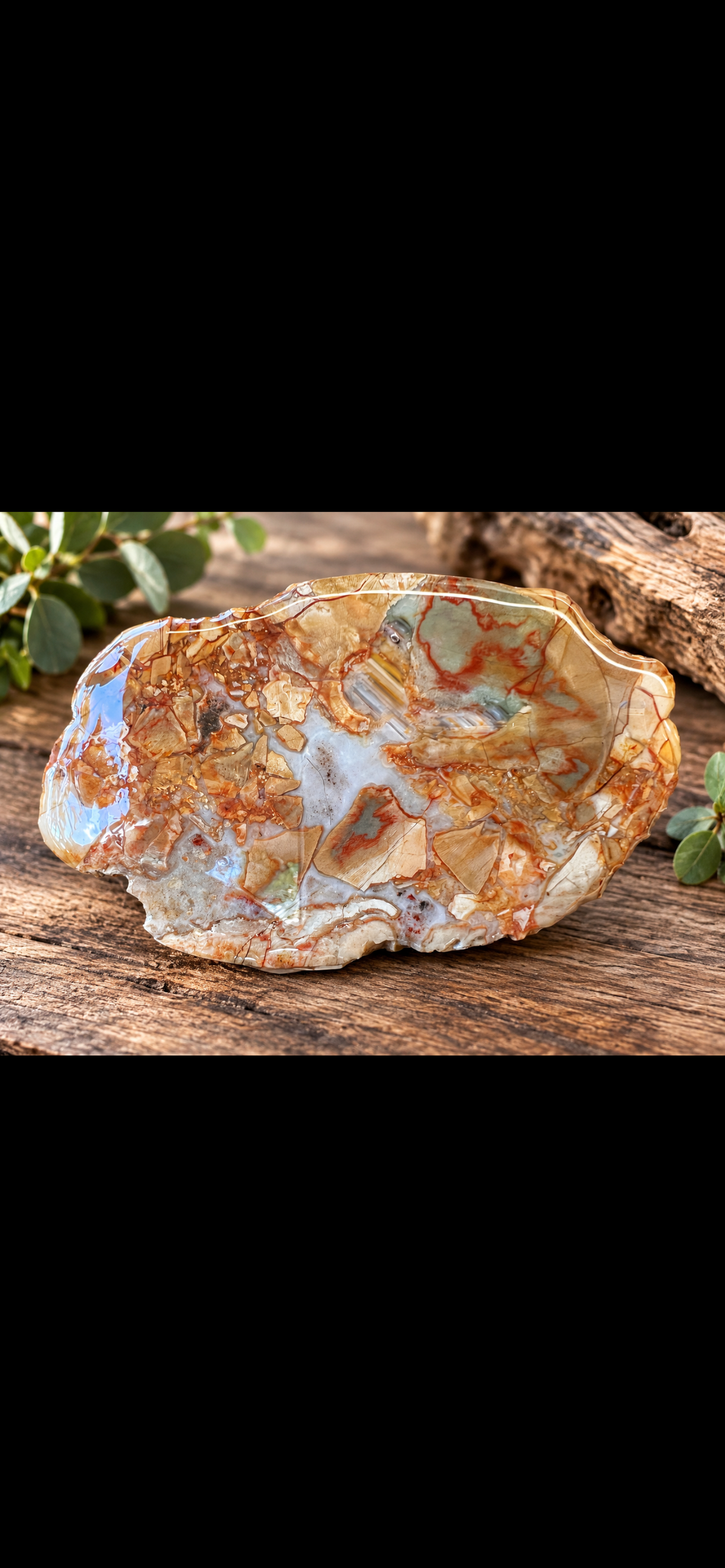 Polished Natural Stone Display Piece – Earthy Mosaic Pattern