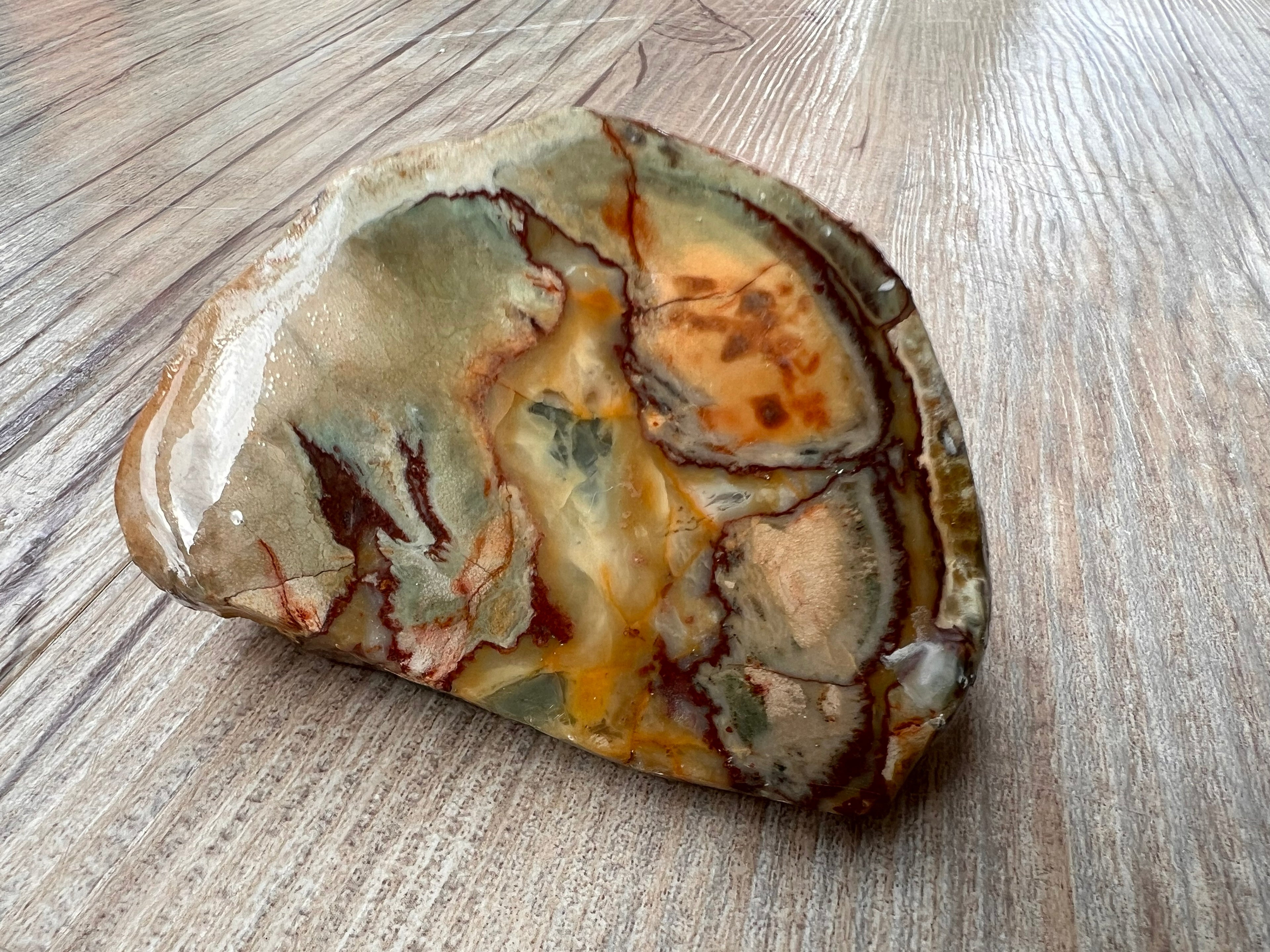 Polished Jasper Freeform Stone – Green, Orange & Red