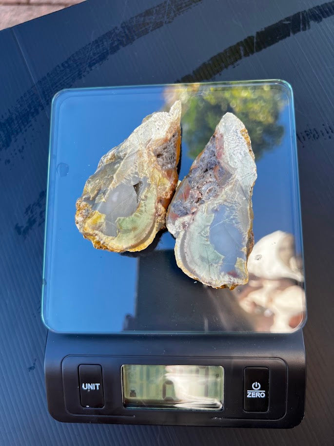 Blue-Green Agate Nodule Slice Pair