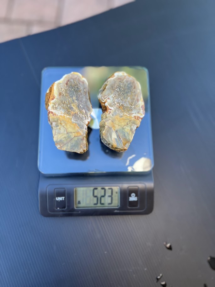 Large Cream & Grey Agate Nodule Slice Pair