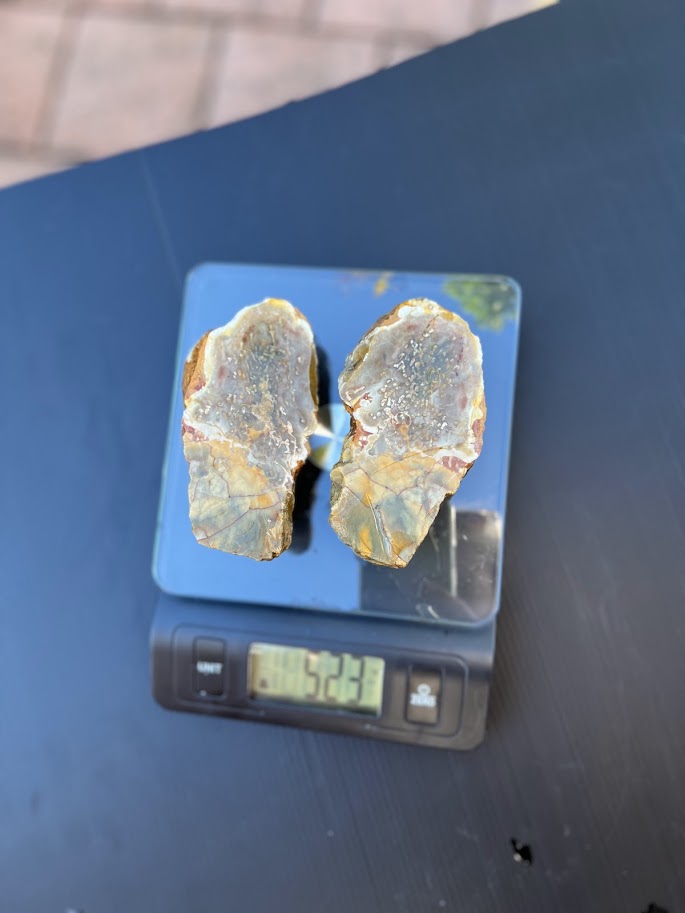 Large Cream & Grey Agate Nodule Slice Pair