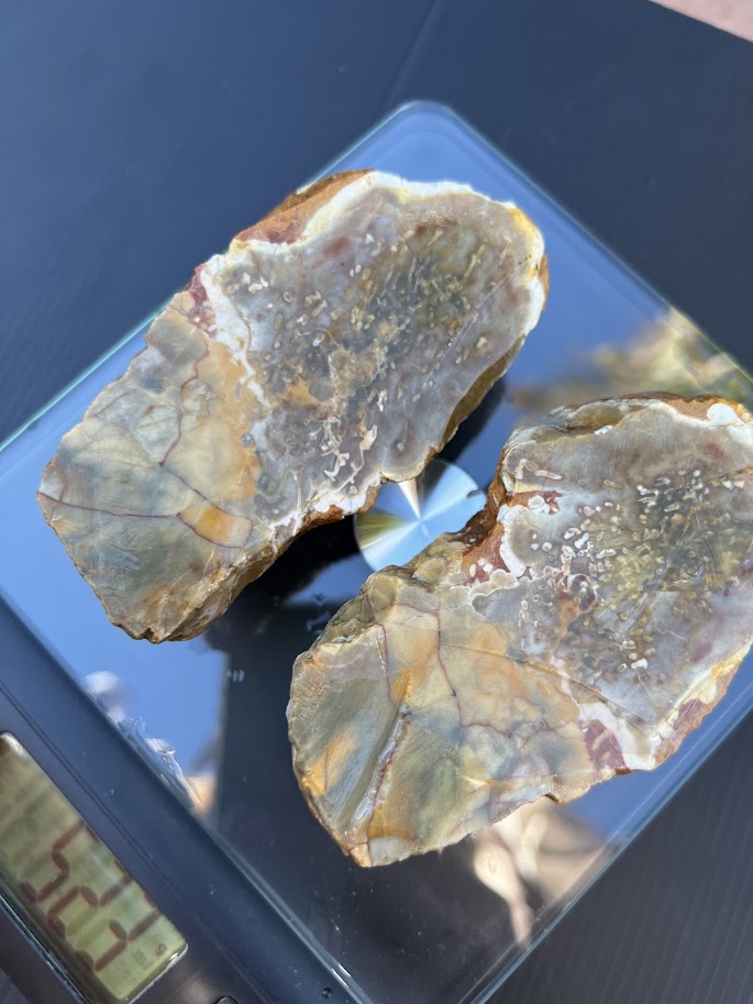 Large Cream & Grey Agate Nodule Slice Pair